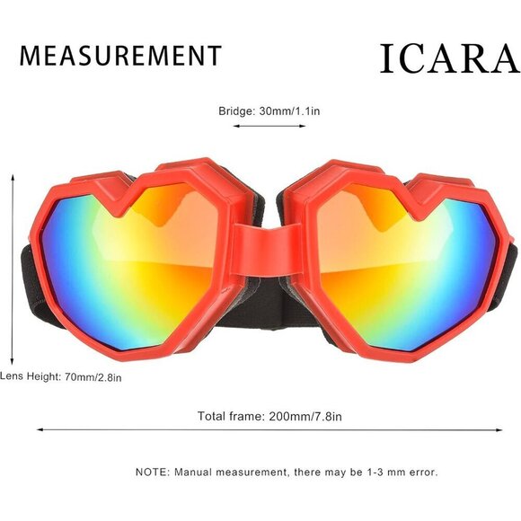 ?Women Red Heart Shaped Sunglasses Fashion Ski Goggles Oversize Love Glasses